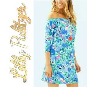 Lilly Pulitzer🌸 Laurana OTS Dress in Bennet Blue Celestial Seas  • XL